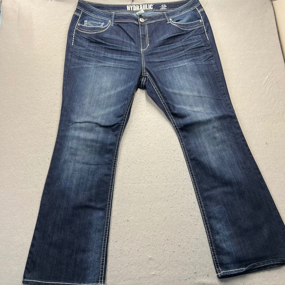 Hydraulic Nolita Curvy Slim Boot Jeans Dark Wash Rhinestone Pocket Womens 24